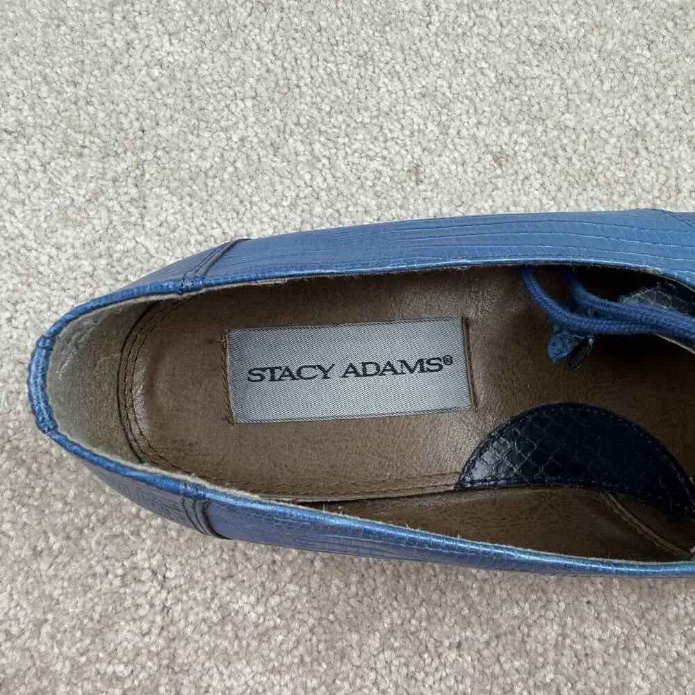 Vintage STACY ADAMS Blue Lizard Snake‎ Oxford Dress Shoes Size US 9.5